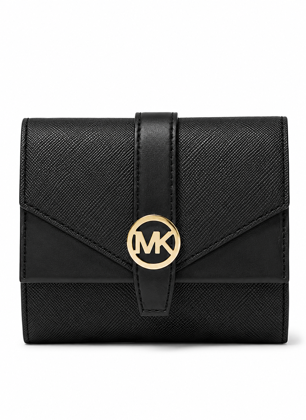 Cartera Michael Kors Greenwich Medium Leather Trifold Wallet Negro