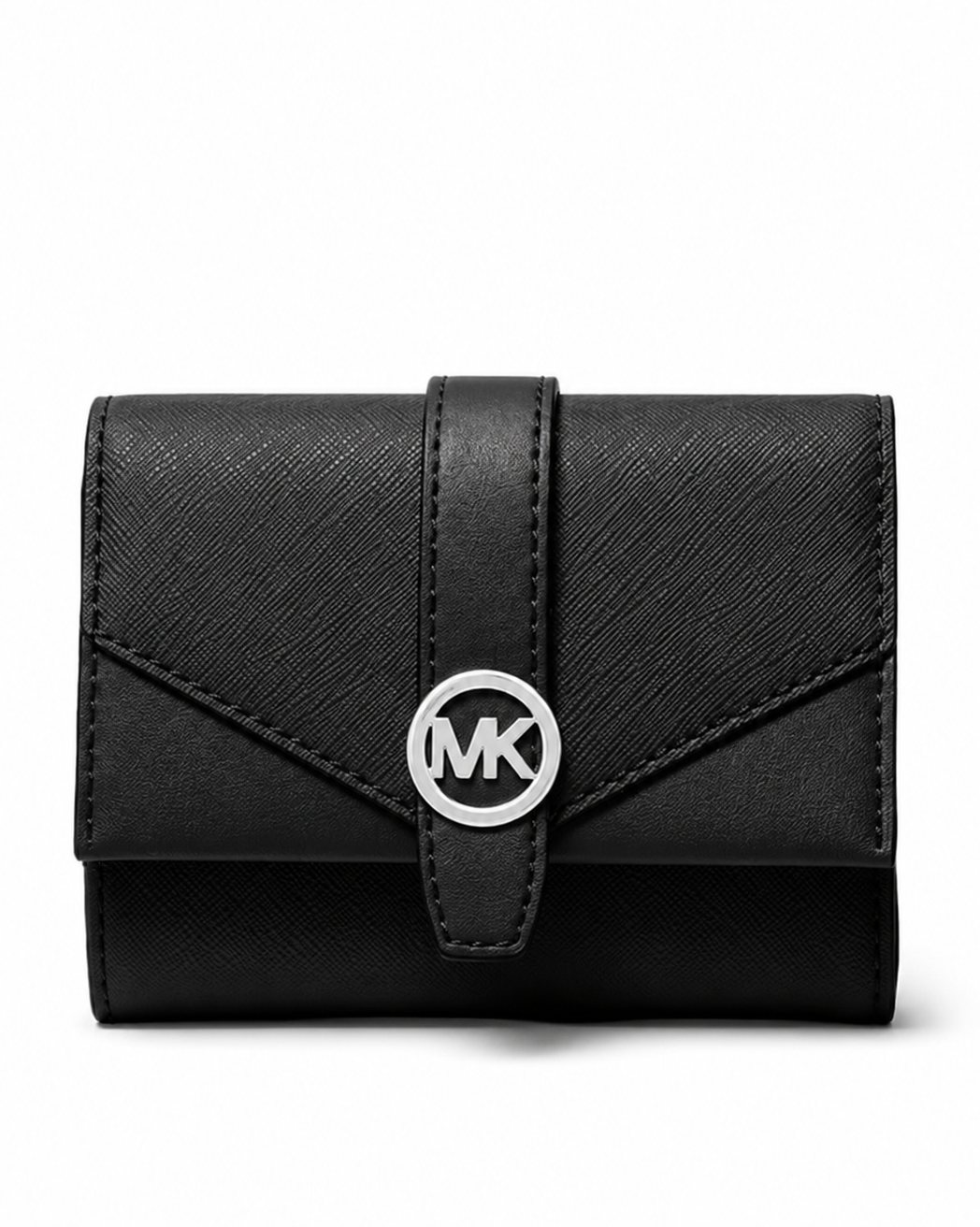 Cartera Michael Kors Greenwich Medium Leather Trifold Wallet Negro