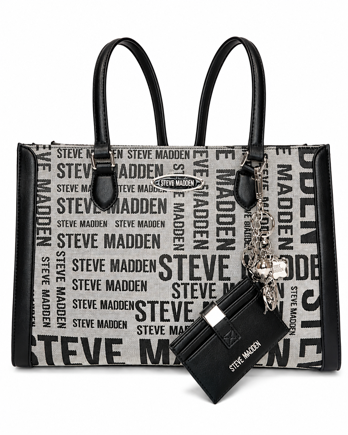 Bolsa Steve Madden Tote Negro con Blanco