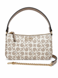 Bolsa Guess Crossbody Monograma Beige con Cadena