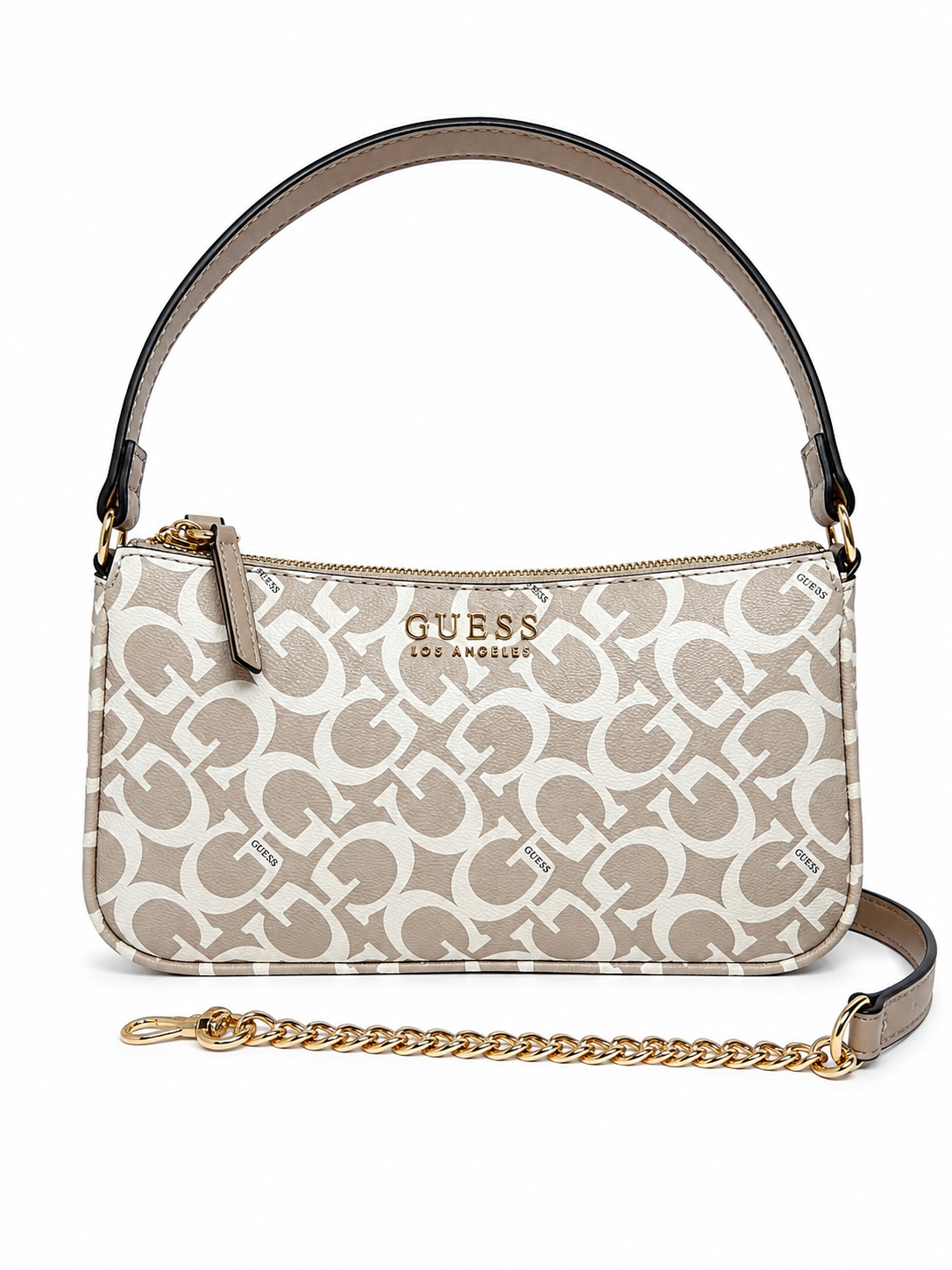 Bolsa Guess Crossbody Monograma Beige con Cadena