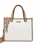 Satchel Guess Blanco Beige Monograma