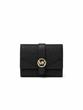 Cartera Michael Kors Greenwich Medium Leather Trifold Wallet Negro