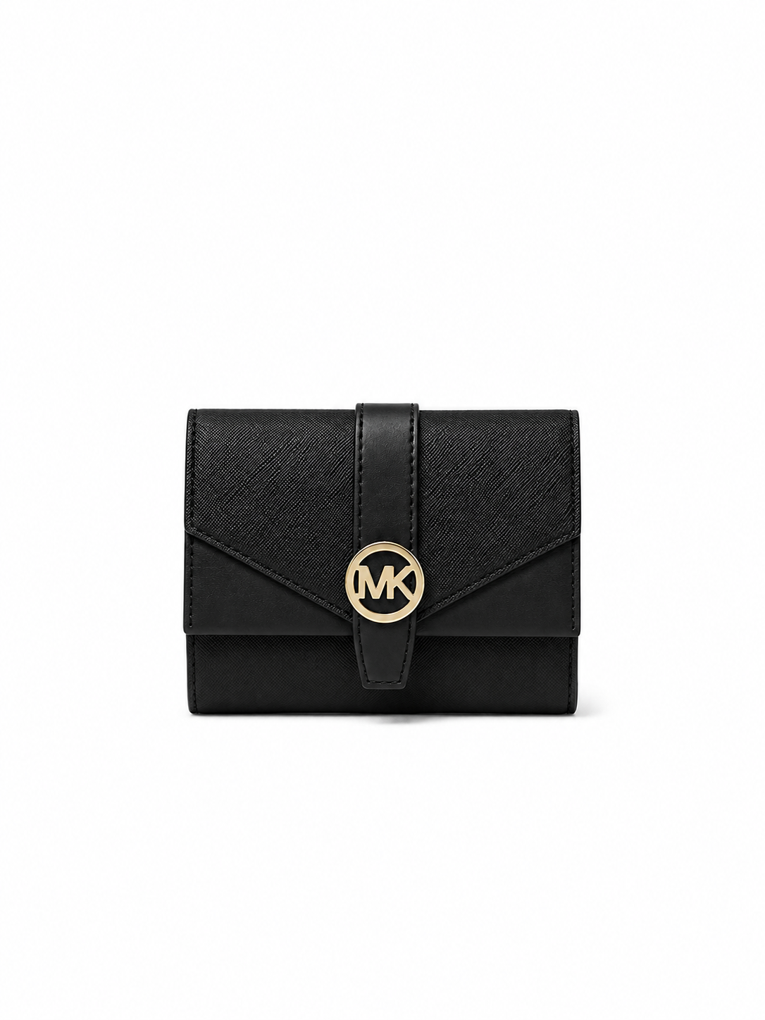Cartera Michael Kors Greenwich Medium Leather Trifold Wallet Negro