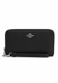 Cartera Coach Long Zip Around Wallet Negro Plateado
