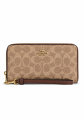 Cartera Coach Long Zip Around Wallet Signature Cafe