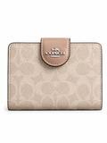 Cartera Coach Medium Corner Zip Wallet Signature Rosa