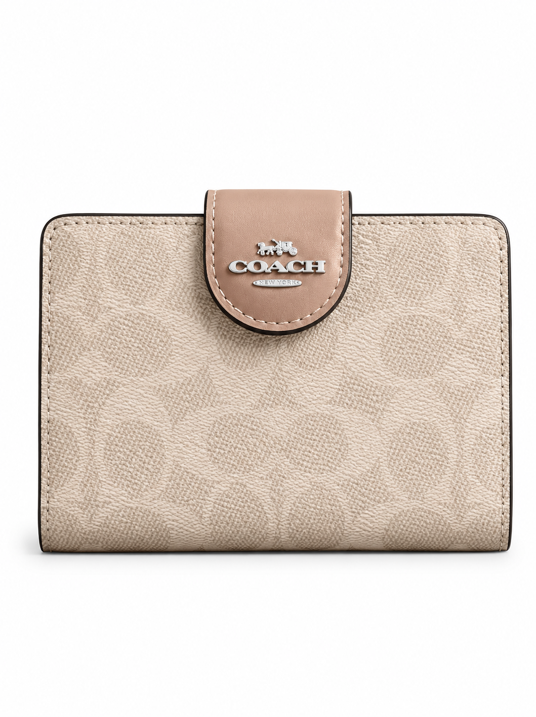 Cartera Coach Medium Corner Zip Wallet Signature Rosa