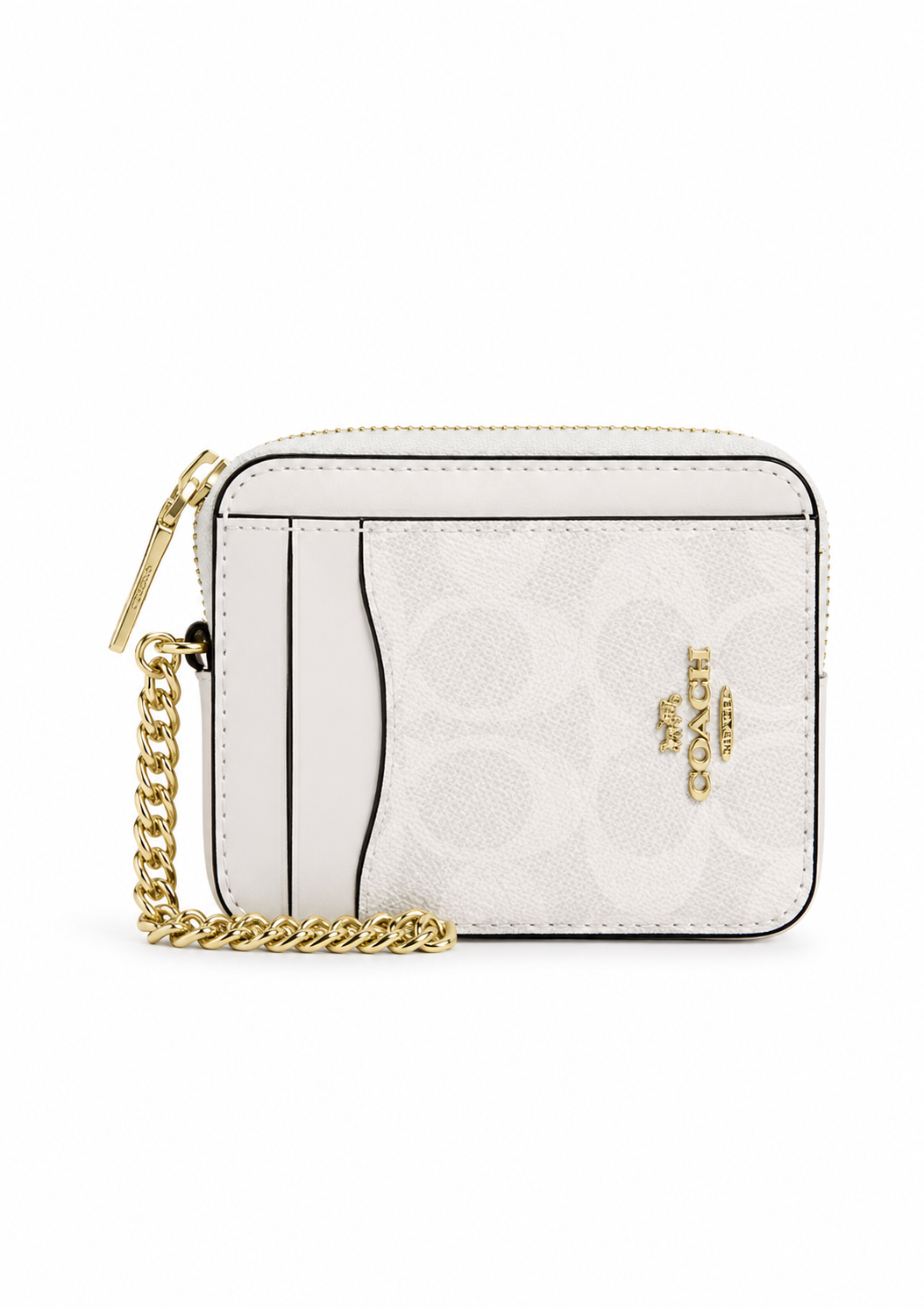 Cartera Coach Zip Card Case Signature Blanco