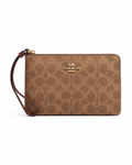Cartera Coach Large Corner Zip Wristlet Signature Cafe