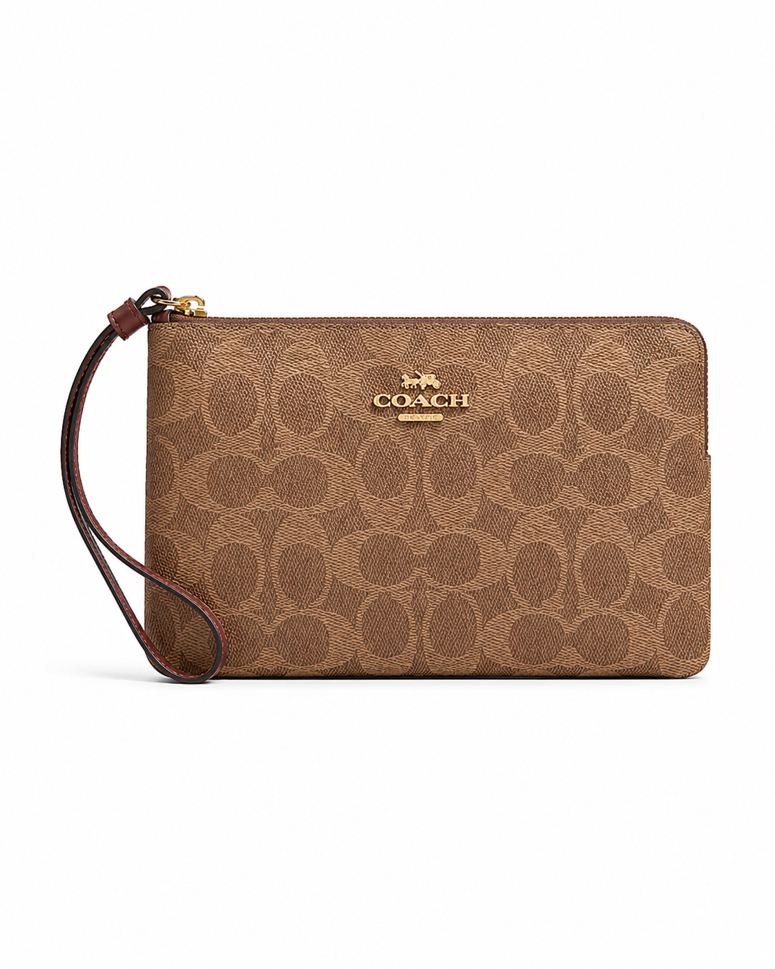 Cartera Coach Large Corner Zip Wristlet Signature Cafe