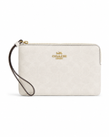 Cartera Coach Large Corner Zip Wristlet Signature Blanco