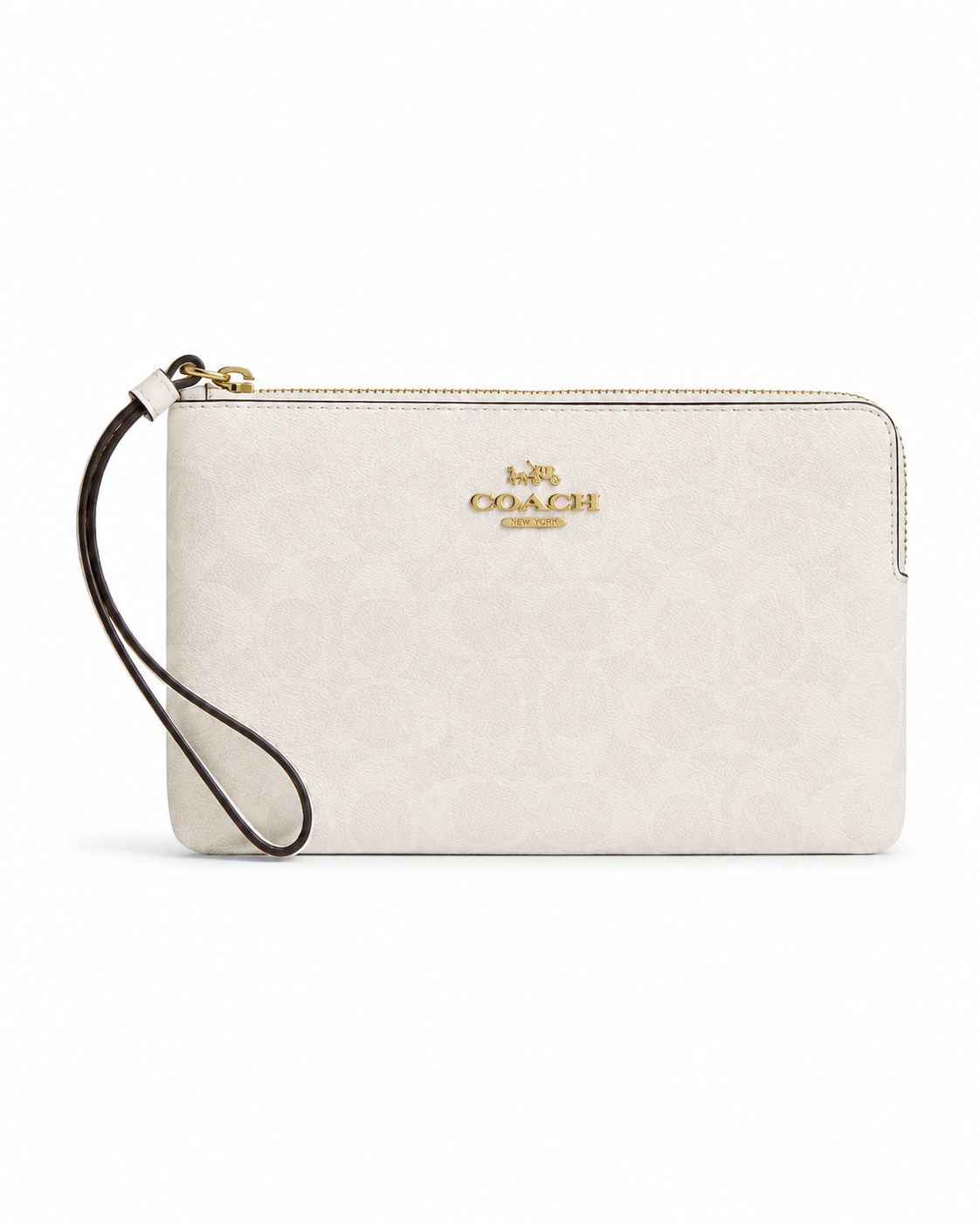 Cartera Coach Large Corner Zip Wristlet Signature Blanco