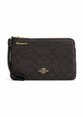 Cartera Coach Double Zip Wallet Signature Negro