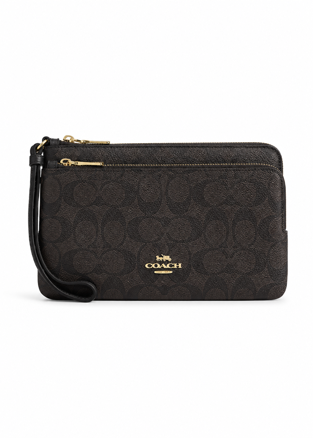 Cartera Coach Double Zip Wallet Signature Negro