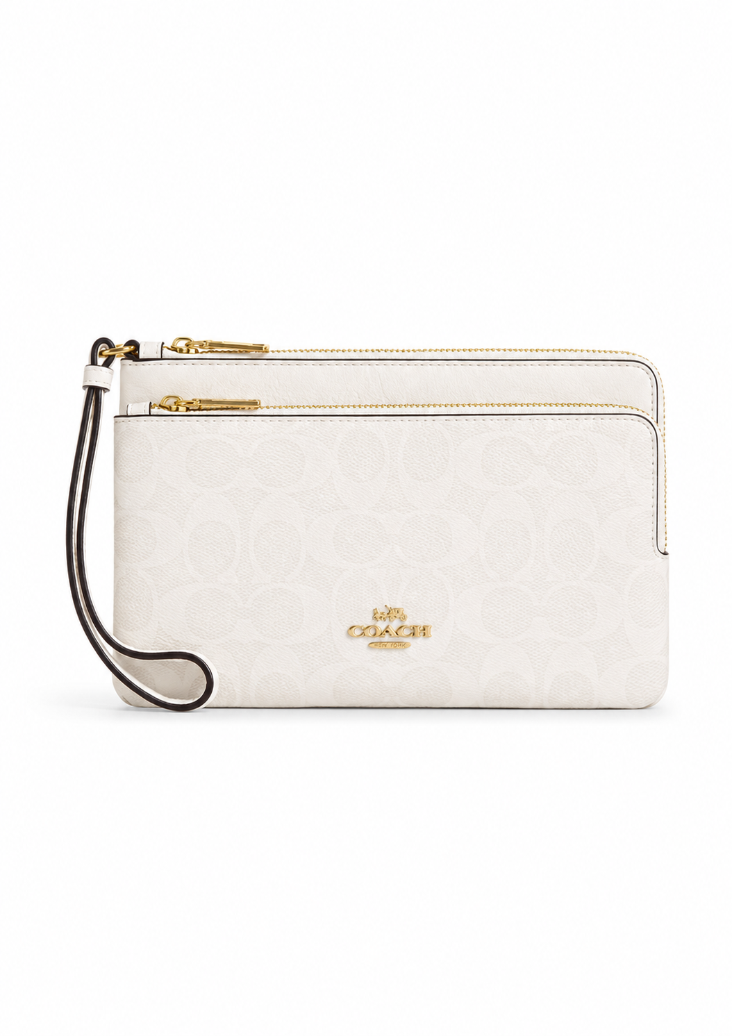 Cartera Coach Double Zip Wallet Signature Blanco
