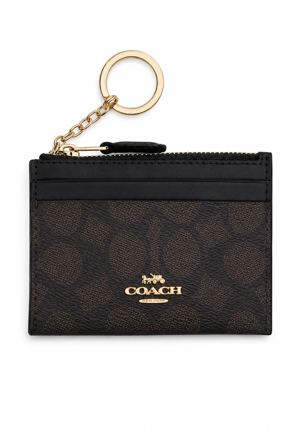 Cartera Coach Mini Skinny ID Case Signature Canvas Negro