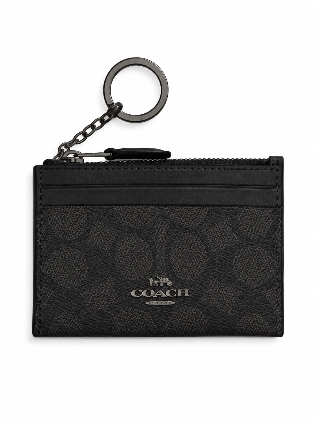 Cartera Coach Mini Skinny ID Case Signature Canvas Negro