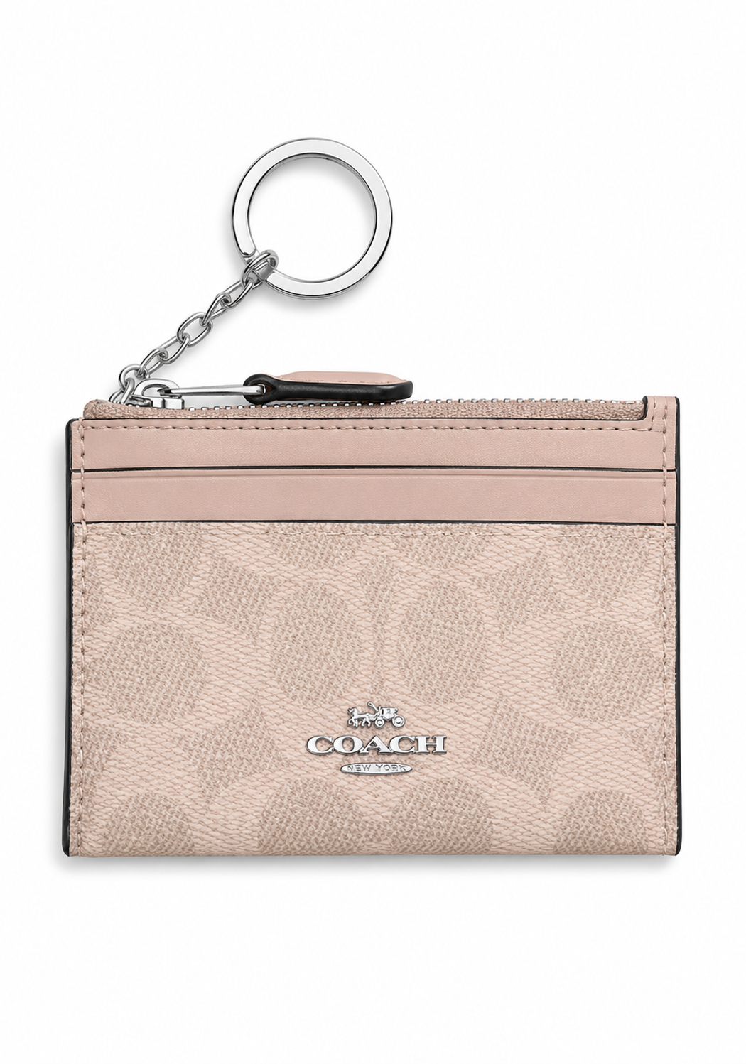 Cartera Coach Mini Skinny ID Case Signature Canvas beige