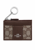 Cartera Coach Mini Skinny ID Case Signature Jacquard Cafe