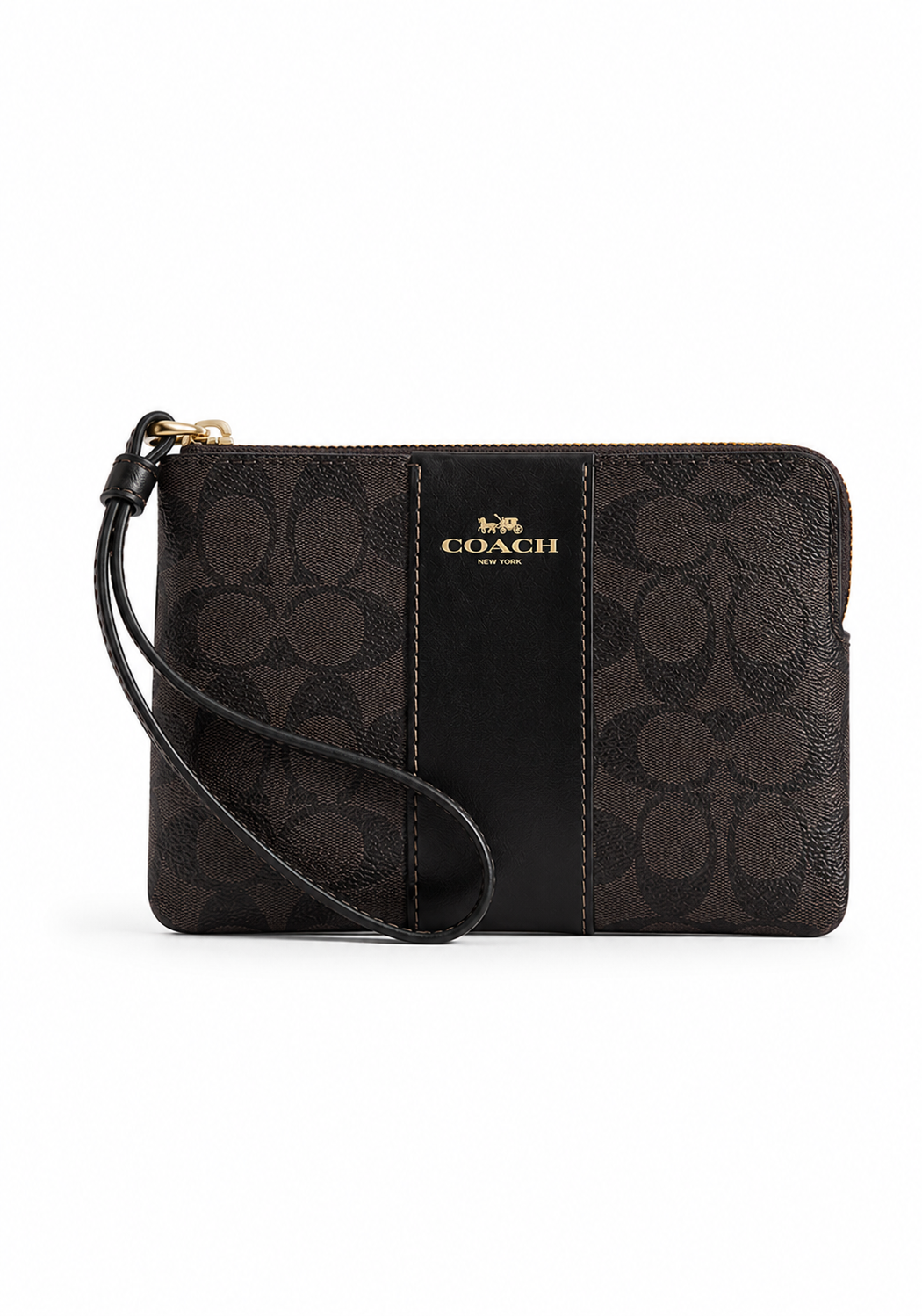 Cartera Coach Corner Zip Wristlet Signature Stripe