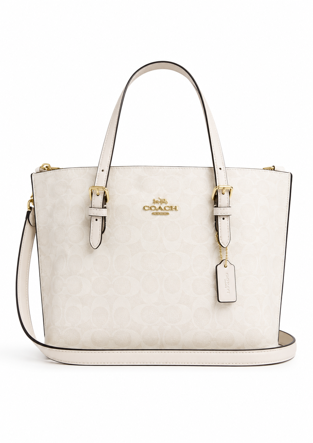 Bolso Coach Mollie Tote Bag Crossbody 25 Signature Blanco