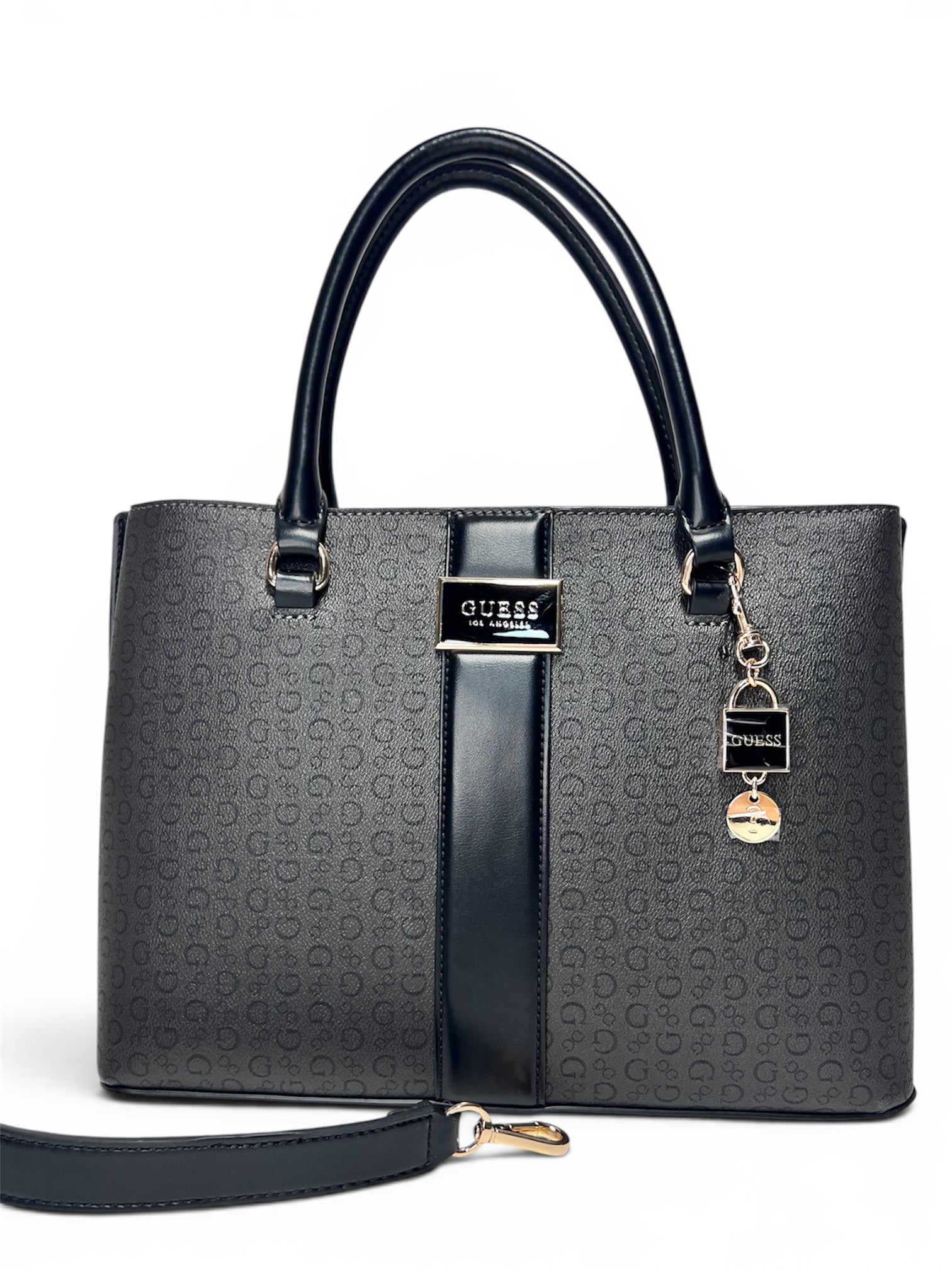 Bolsa Guess Crossbody Gris Oscuro con Logo Grabado