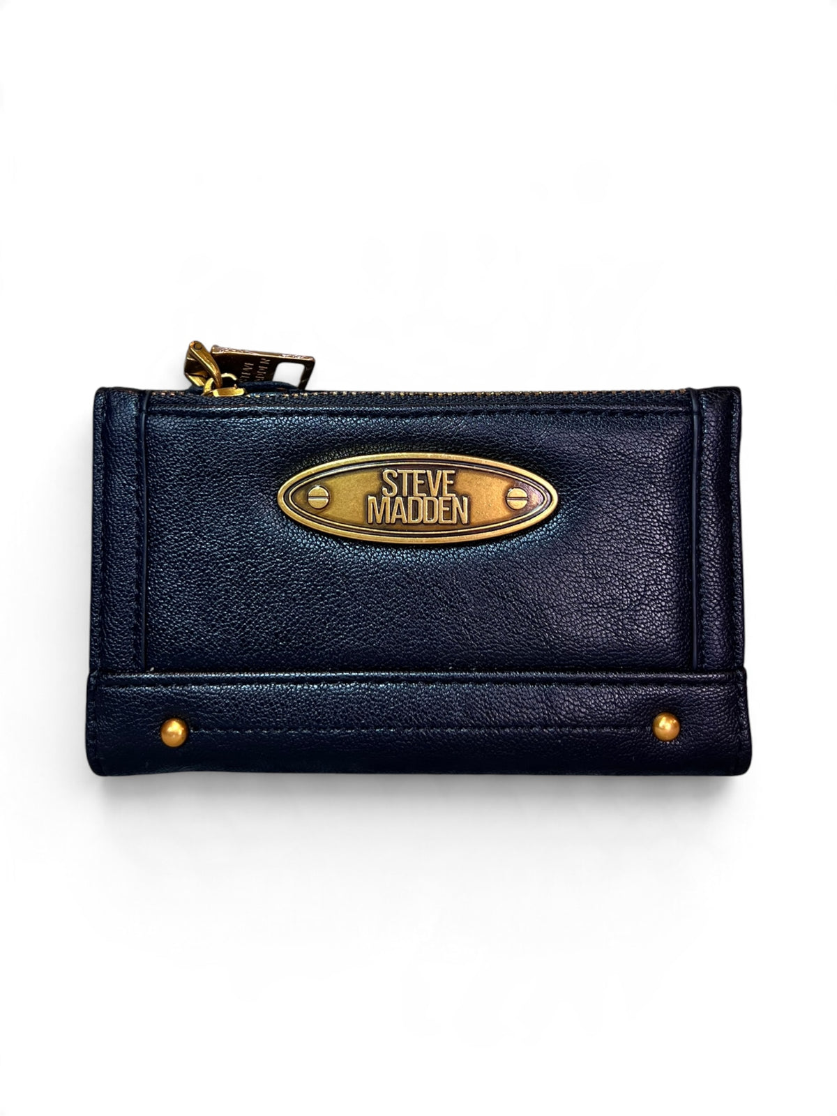 Cartera Steve Madden Negro Placa Dorada