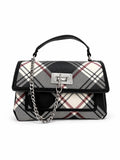 Bolso Steve Madden flap cuadros negro y blanco con crossbody