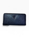 Cartera Guess negra con monograma y logo triangular