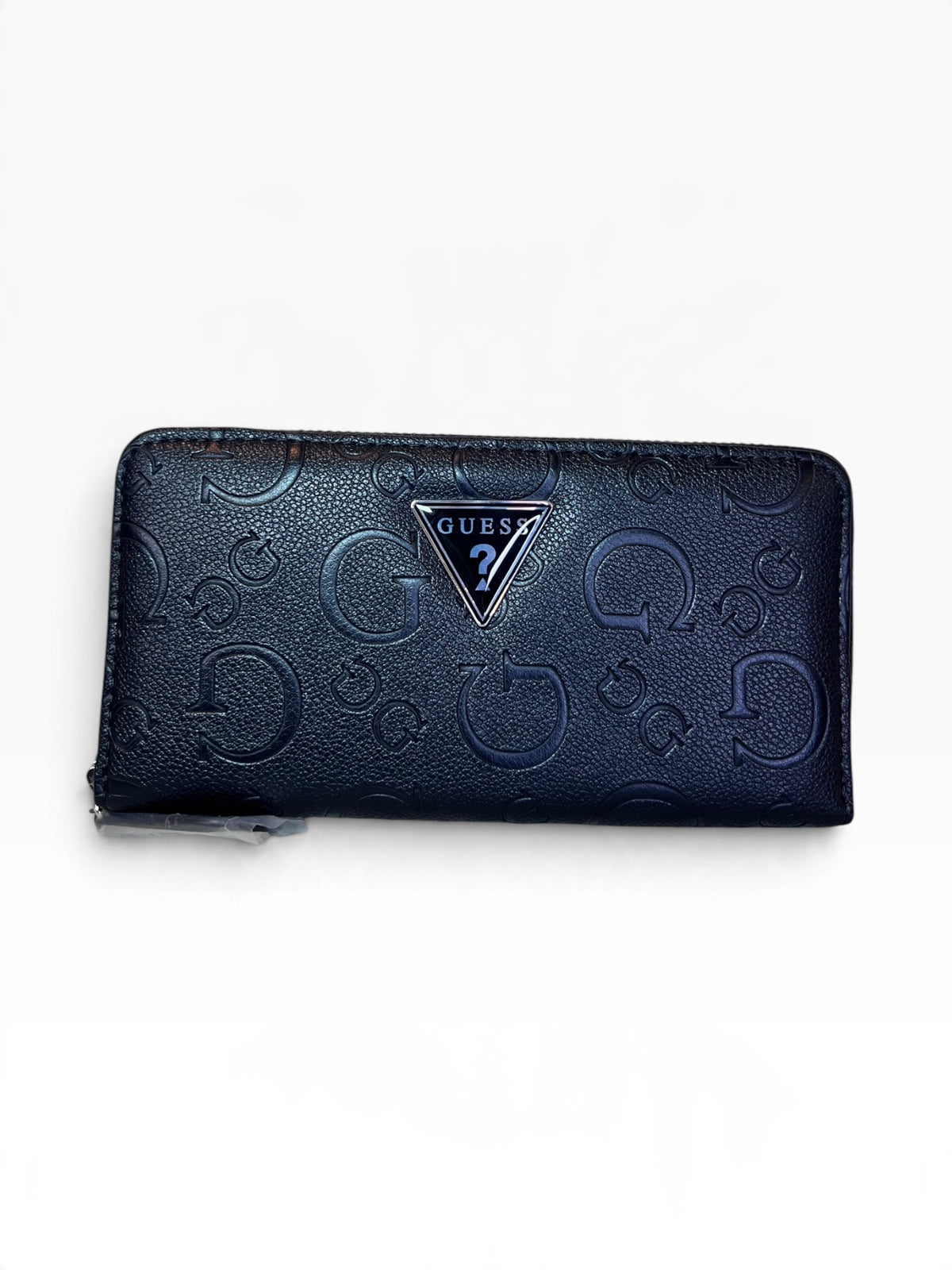 Cartera Guess negra con monograma y logo triangular