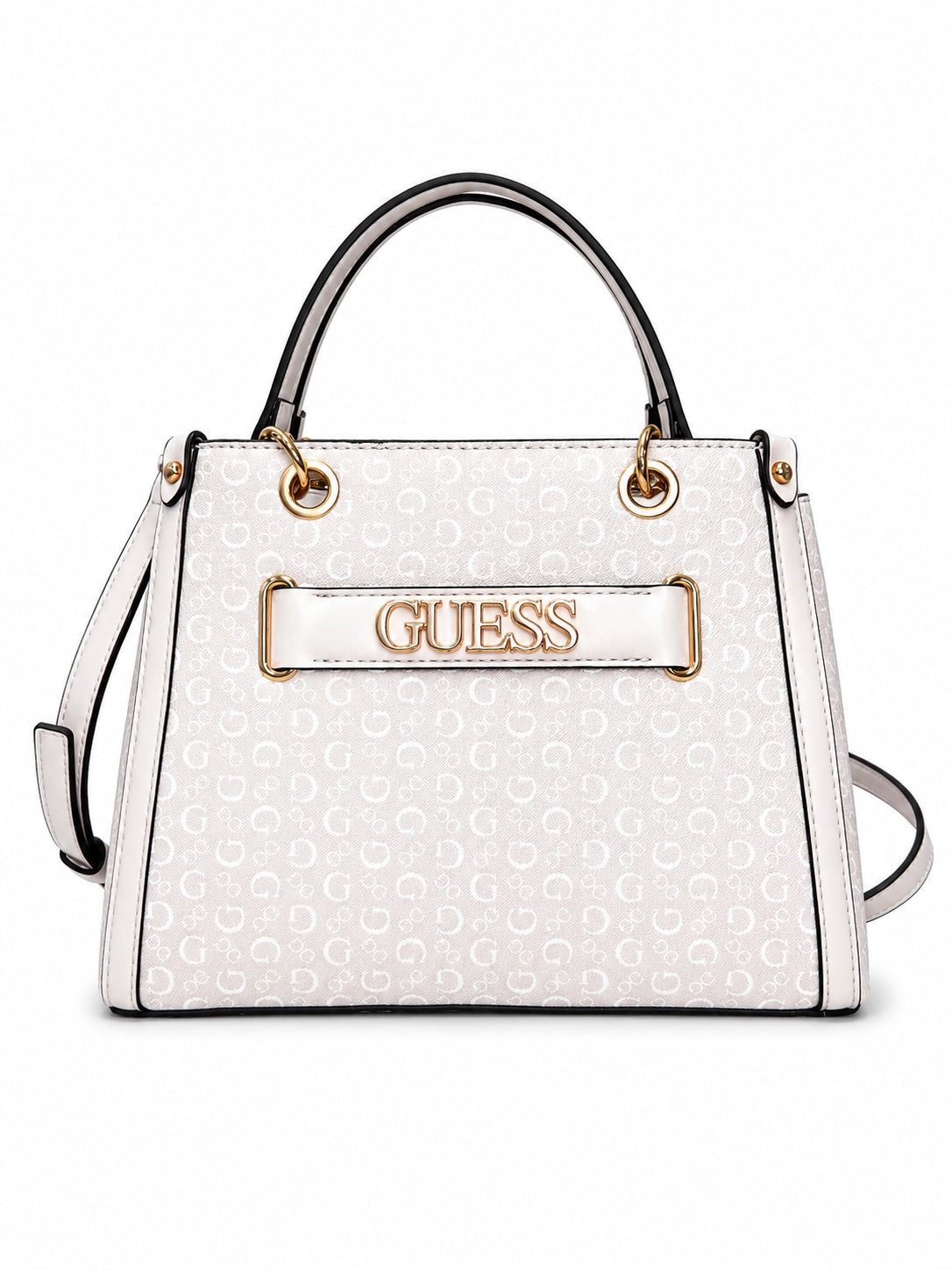 Bolsa Guess blanca monograma con correa crossbody
