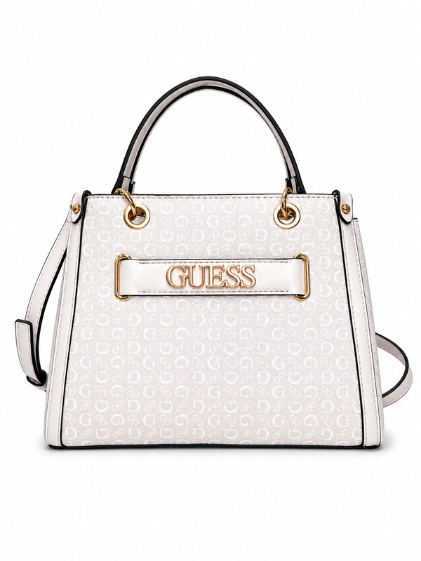 Bolsa Guess blanca monograma con correa crossbody