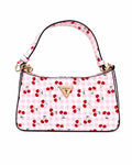 Bolsa Guess de hombro rosa con cuadros y cerezas