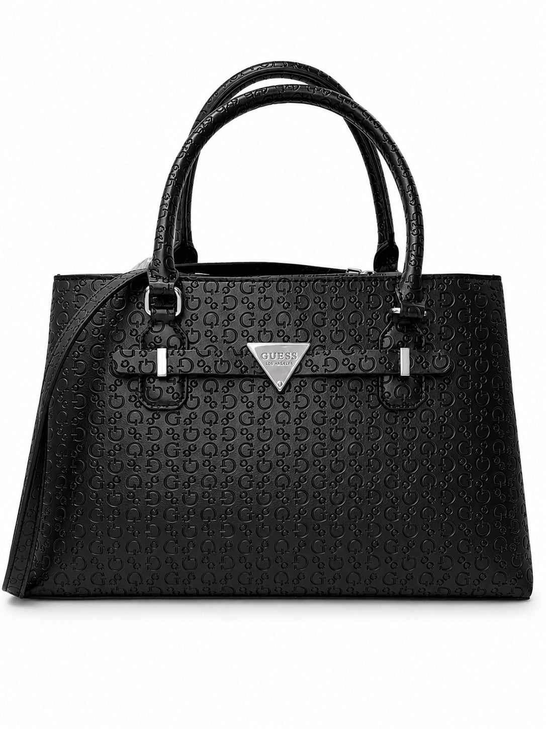 Bolsa Guess negra monograma con correa crossbody