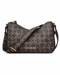 Bolsa Guess crossbody café con monograma y correa ajustable