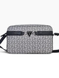 Bolsa Guess Crossbody Camera Blanco Negro Monograma