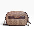 Bolsa Guess Crossbody Camera Mini Beige Café Monograma