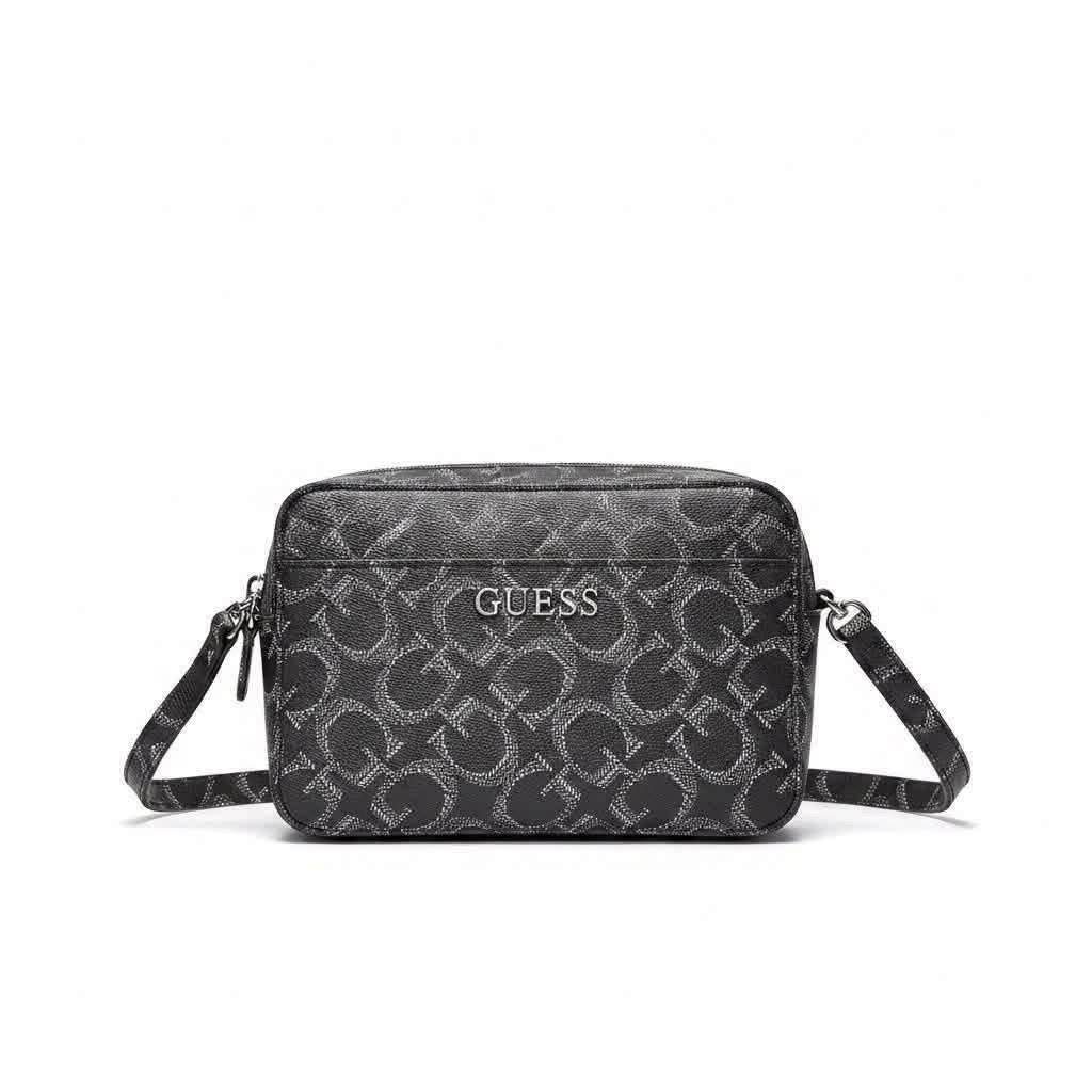 Bolsa Guess Crossbody Camera Negro Geométrico