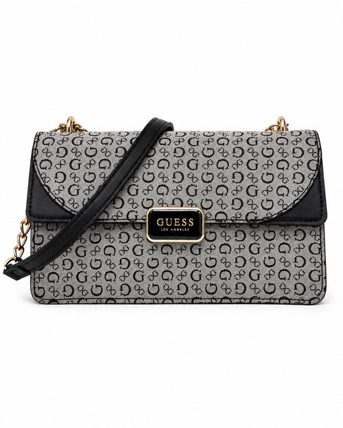 Bolsa Guess crossbody monograma negro y gris