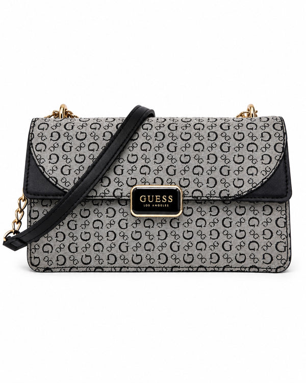 Bolsa Guess crossbody monograma negro y gris