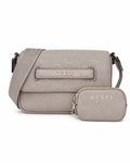 Bolsa Guess crossbody taupe con monograma y monedero