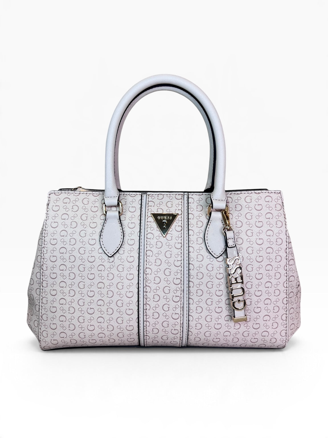 Bolsa Guess crossbody satchel blanco gris monograma