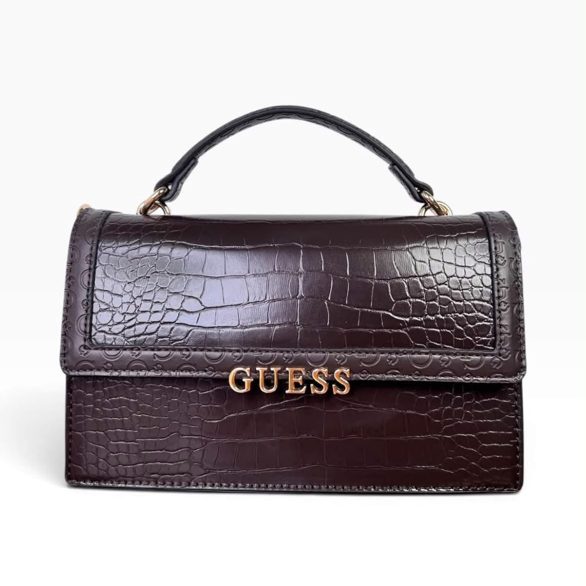Bolsa Guess Crossbody Satchel Café Croco