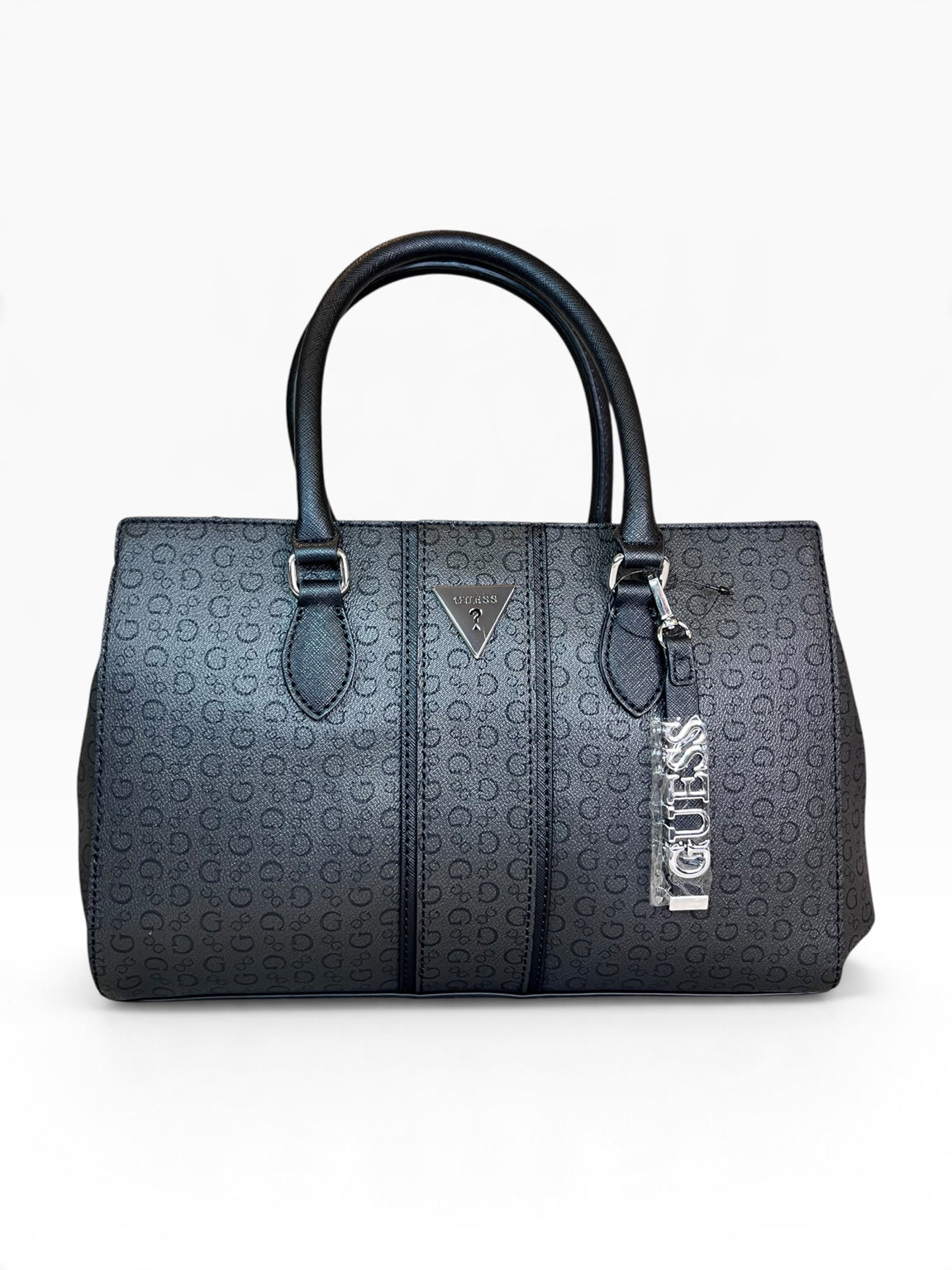 Bolsa Guess crossbody satchel gris oscuro monograma