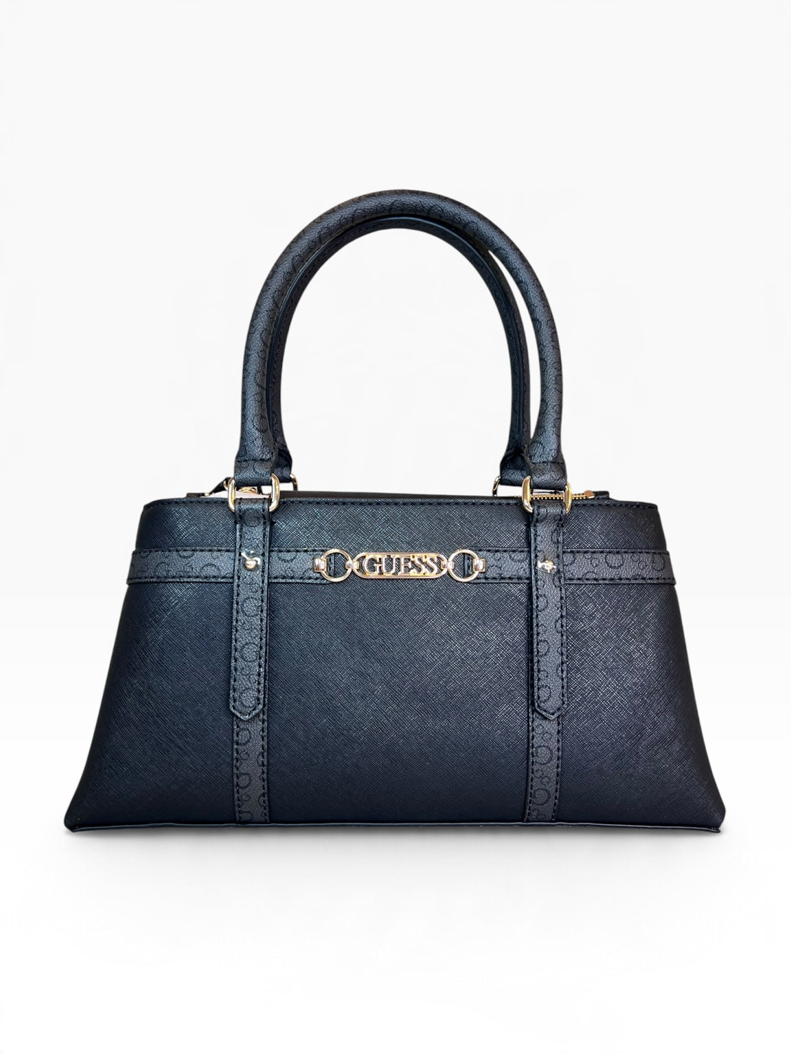 Bolsa Guess Crossbody Satchel negra monograma