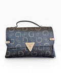 Bolsa Guess Crossbody Satchel Negro Café Monograma