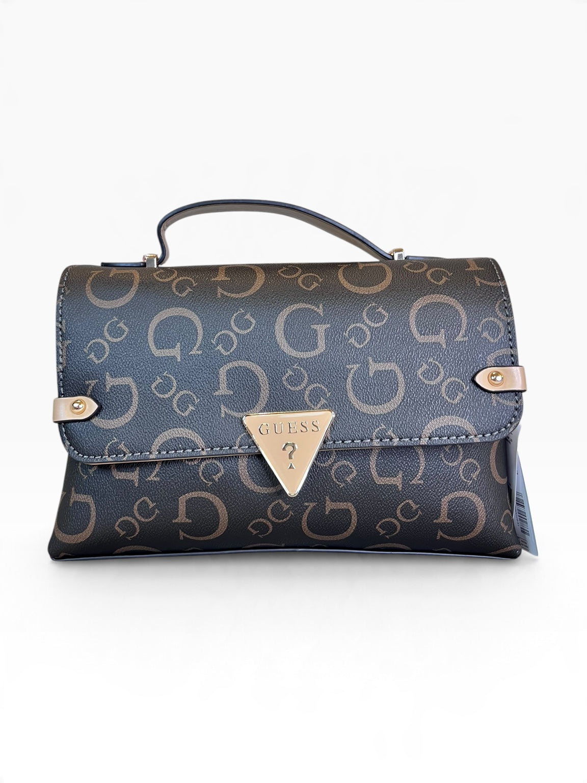 Bolsa Guess Crossbody Satchel Negro Café Monograma