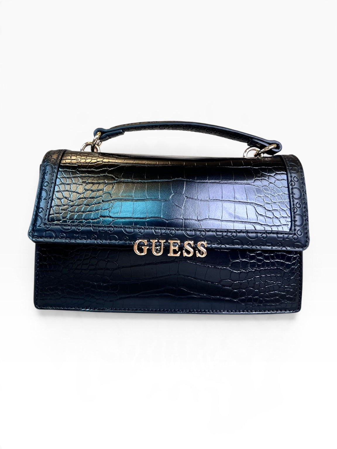Bolsa Guess Crossbody Satchel Negro Croco