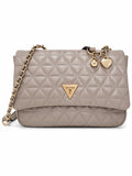 Bolso Guess crossbody taupe acolchado con cadena dorada
